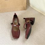 Disainer Vintage Paks Tald Naiste Mary Jane Kingad Briti Stiilis Ruudukujuline Nina Nahast Kingad Kevad S&uuml;gis L&uuml;hike Zapatos De Mujer 35 punane