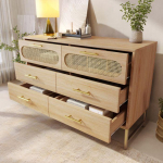 Buffet - MUVOE - Sonoma Oak - 6 tiroirs - 120 x 40 x 74 cm - Design contemporain