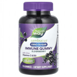 Nature's Way, Sambucus, sisaldab tsinki, C-vitamiini ja D3-vitamiini, immuunsust tugevdavad kummikommid, suhkruvabad, leedrimari, 70 kummikommi