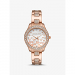 Michael Kors Mini Liliane pav&eacute; roosakuldse tooniga s&uuml;damikuga k&auml;ekell MK4597 roosa kuldne v&auml;rv