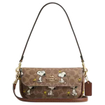 Coach X Snoopy Koost&ouml;&ouml; Hailey 19 Logoga Kaetud L&otilde;uendist ja Nahast &Otilde;lakott V&auml;ike Naiste &otilde;lakott Pruun CBJ73-IMY3O Basic Set (Bag+Dust Bag)