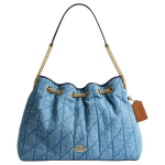 Coach Chain 35 Teemantmustriga Kett-&otilde;lakott Denim Suur Naiste &otilde;lakott Sinine CDC02-IMTYV Gift Set (Box+Pocket Mirror)