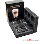 6 tk/komplekt Espresso tassid Kahekordse seinaga K&auml;sitsi puhutud kohvi shot klaasid Espresso kohvitassid Kingikarbis T&auml;iuslik Espresso Latte jaoks 80-350ml