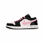 Jordan Air Jordan 1 Thousand Sakura Loves Snow Low top Vintage Basketball Shoes Women's Black Pink 553560-081(TeamK-) 36.5