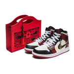 Jordan Air Jordan 1 Mid top Vintage Basketball Shoes Men's Black Red DQ8426-106(Team22-CNY) 40.5