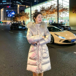 Stiilne talvejope Naiste l&auml;ikiv sulemantel Slim Fit pikk mantel XXL &scaron;ampanjav&auml;rvi