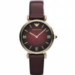 Emporio Armani Gianni T-Bar Pruunist Nahast Naiste Kvarts 2-Osutiga K&auml;ekell AR1757 pruun