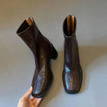 Naiste K&otilde;rge Kontsaga Pahkluuni Lumesaapad Fad Ruudukujulise Ninaga Pl&uuml;&uuml;sist Nahast Kingad Talvine Trend Kontorikingad Elegantsed Peokingad Botas Mujer 40 must