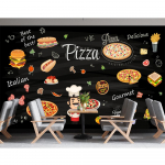 Kiirtoiduseina muster Hamburgerirestorani fototapeet Pizza suupistebaari dekoratsioon Hamburgeri tapeet 200 cm(W) x 140 cm(H)