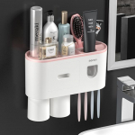 MENGNI seinale kinnitatav magnetiline hambaharjahoidja veekindel hambapasta pressimismasin WC-poti automaatse jaoturi jaoks Vannitoa tarvikud 2 Cups roosa