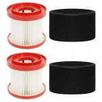 2-pakiline tolmuimeja filter Milwaukee 49-90-1900 M18 M12 Fuel+ jaoks + 2-pakiline k&auml;snfilter, 49-90-2015 HEPA asendus