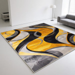 Kollane Must Moodne Vaip Elutuba Libisemisvastane Dekoratsioon Kodu Abstraktne Stiil Suure Toa Vaibad Lounge Vaip Esikukate 120cm x 160cm