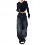 Naiste &Uuml;lem&otilde;&otilde;dulised Grunge Streetwear Y2k Vintage Laiade S&auml;&auml;rtega Teksad Harajuku Baggy Denim P&uuml;ksid S&uuml;gis P&uuml;ksid Korea Mood M sinine