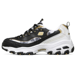 Skechers DLites Kangas S&uuml;nteetiline Nahk Mugavad Moodsad Madalad Isa Tossud Naiste tossud Must Kuldne 99999957-BKGD 35 black
