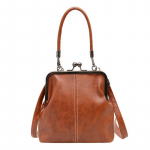 Retro klambriga kotid naistele K&auml;ekotid V&auml;ike lukuga &otilde;lakott Luksuslik disainerkoti raam Naiste kotid Kest-rahakott Daamide rahakotid (20cm<Max Length<30cm) pruun