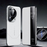 Ehtsa Nahaga Klapp&uuml;mbris Kest HUAWEI Pura 70 Pro Ultra jaoks Smart View &Auml;rka Maga K&otilde;neID Kuvamisega Huawei Pura 70 Pro valge