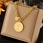 Moodne retro portree medaljoniga kaelakee Kaelakett K&otilde;rge kvaliteediga Temperament K&uuml;lm stiil Lihtne kaelakee 60CM