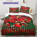 Portugali Rahvuskoondise Muster Voodipesukomplekt Tekikate Padjap&uuml;&uuml;r Kodu Dekoor Kingitus (1 * tekikott + 2 * padjap&uuml;&uuml;ri, ilma s&uuml;damikuta) 135x200cm red