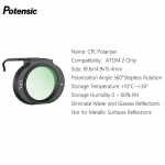 Potensic Originaal CPL polarisaator ainult ATOM 2 kaameradroonile (Ei sobi mudelitele ATOM SE, ATOM LT, ATOM) Drooni objektiivi lisatarvik CPL Polarizer