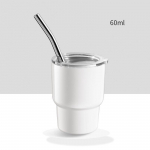 LMETJMA 2oz Mini Tumbler Topelt roostevabast terasest vaakumtops sublimatsiooniks Shot Glass Tumblers Kruusid k&otilde;rre ja kaantega JT228 60ML valge