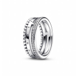 Pandora Signature Series Logo Pav&eacute; Beaded Kolm-&uuml;hes S&otilde;rmus Naiste H&otilde;be #Hea &Otilde;nn 192312C01 h&otilde;be