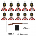 10 tk Napoleoni s&otilde;dade s&otilde;jav&auml;elased ehitusklotsid WW2 minifiguurid Prantsuse Briti fusiljeer p&uuml;ssid relvad m&auml;nguasjad lastele