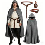 4 tk Keskaegne kapuutsiga keep Kost&uuml;&uuml;mi aksessuaaride komplekt Renessanss-keep Viikingi Cosplay riietus Halloweeni peoks One Size hall v&auml;rv