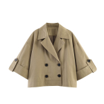 Naiste moodne kaherinnaline khaki l&uuml;hike rev&auml;&auml;riga trench-mantel Extra Small khaki