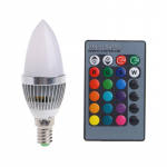 E14 3W RGB LED 15 v&auml;rvi vahetatav k&uuml;&uuml;nlavalgusti lamp kaugjuhtimispuldiga AC85-265V E14