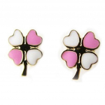 Les Tr&eacute;sors De Lily [I9997] - Boucles d'Oreilles 'Tr&egrave;fle' rose (Or - 9 carats) Heleroosa