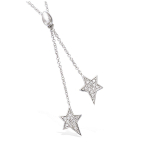 Les Tr&eacute;sors De Lily [N5380] - Collier Argent 'Etoiles' blanc argent&eacute; (rhodi&eacute;) - 50x9 mm h&otilde;be