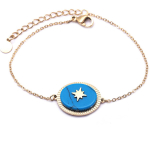 Les Tr&eacute;sors De Lily [Q8667] - Bracelet cr&eacute;ateur Acier 'Une Etoile est N&eacute;e' turquoise argent&eacute; - 17x14 mm t&uuml;rkiissinine