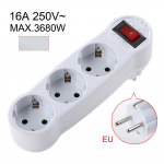 EU pistik 1 kuni 3 osa 16A 250 V adapteri teisendus laiendustoite pistikupesa EU Plug^ valge