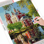 5D DIY Teemanttikandid Kirik Rhinestone Kit Teemantmaali Maastik T&auml;ispuur ruudukujuline K&auml;sit&ouml;&ouml;kaunistus koju Full Round (20X30CM)