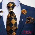 Dibangu roheline lips Fashion siidist meeste lipsu komplekt pulmalipsud meestele uue disainiga Hanky ​​mansetin&ouml;&ouml;pide komplekt pidulik pidu N-7328