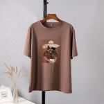 Hirsionsani esteetilise graafilise tr&uuml;kiga naiste T-s&auml;rgid Harajuku armsad Kawaii pehmed puuvillased lahtised s&auml;rgid gooti vintage vabaaja naiste topid M valge