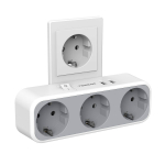 TESSAN European Outlets Extender Power Strip koos 1/3 vahelduvvoolu pistikupesaga, 2 USB laadimispesa ja sisse/v&auml;lja l&uuml;litiga EU seinakontakt koju, kontorisse, reisimiseks 3 Outlets & 2 USB Ports hall v&auml;rv
