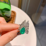 SACE GEMS Klassikaline retrostiilis vasesulamist 13*18mm tsirkoonist s&otilde;rmus naiste ehted pulmalubaduse peokink 8*12mm roheline