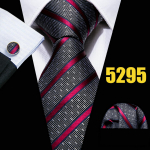 Barry.Wangi moodne triibuline lips meestele Klassikaline kootud siidist lips Hanky ​​mansetin&ouml;&ouml;bid pidulik vabaaja N-5295