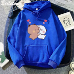 Kawaii Hoodie Panda Bear Cartoon Bubu Dudu Printing Girls Oversized dressipluus kevad/s&uuml;gis helesinised topsid pikkade varrukatega tasku XS tumesinine v&auml;rv