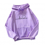 Pullover Unisex &scaron;ikk kapuutsiga elastne mansett Heart Print paarile daamile m&otilde;eldud kapuuts XL
