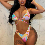 Micro Bikini Seksikas Brasiilia bikiinide komplekt Stringid Biquini Naiste ujumistrikoo Lillelised Ujumisriided Push Up ujumiskost&uuml;&uuml;mid Rannar&otilde;ivad S roosa