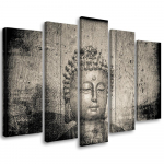 Viieosalise pildiga l&otilde;uendiprint Buddha Zen Feng Shui Grey 100x70 hall v&auml;rv