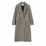 Paksendatud mantel naistele pikk l&otilde;ik S&uuml;gis- ja talvine klassikaline mustvalge ruuduline jakk Moodne vabaaja tviidjakk naistele S