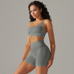 Nessaj suvine joogakomplekt Naiste treeningkost&uuml;&uuml;mid &Otilde;mblusteta Push Up rinnahoidja k&otilde;rge v&ouml;&ouml;kohaga l&uuml;hikesed p&uuml;ksid J&otilde;usaali spordir&otilde;ivad M tumehall v&auml;rv