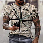 Suvine Vintage Compass T-s&auml;rk Meeste 3D-printimine T-s&auml;rk Mood T&auml;nava Harajuku T-s&auml;rk L&uuml;hikeste varrukatega Suurem&otilde;&otilde;tmelised meester&otilde;ivad 5XL