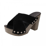 Naiste moes pl&auml;tud, ristrihm, paksu kontsaga paksud k&otilde;rge kontsaga sussid lahtise varbaga kingad PSH 35 must