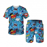 Naljakas 3D koomiksiprint Meeste T-s&auml;rk L&uuml;hikesed p&uuml;ksid &Uuml;likond Suvine Meeste Spordir&otilde;ivad 2tk Komplekt Hip Hop Tee Top T&auml;navar&otilde;ivad Meeste R&otilde;ivad XS