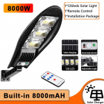 10000W t&auml;iustatud 168LED p&auml;ikeseenergia t&auml;navavalgusti v&auml;listingimustes veekindel LED aiaseina jaoks Reguleeritava nurgaga p&auml;ikeselamp, sisseehitatud 10000mAH C-8000W