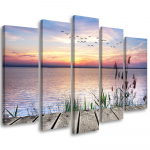 Viieosalise pildiga l&otilde;uenditr&uuml;kk Footbridge Beach Sunset 100x70 lilla
